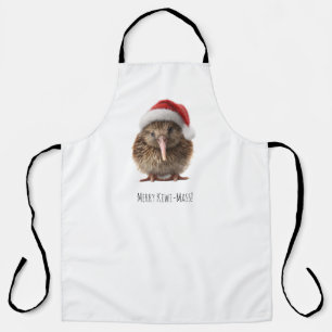 Custom Cute Christmas Kiwi Bird Red Santa Hat Apron