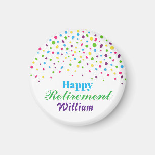 Custom Cute Colourful confetti Happy Retirement  Magnet