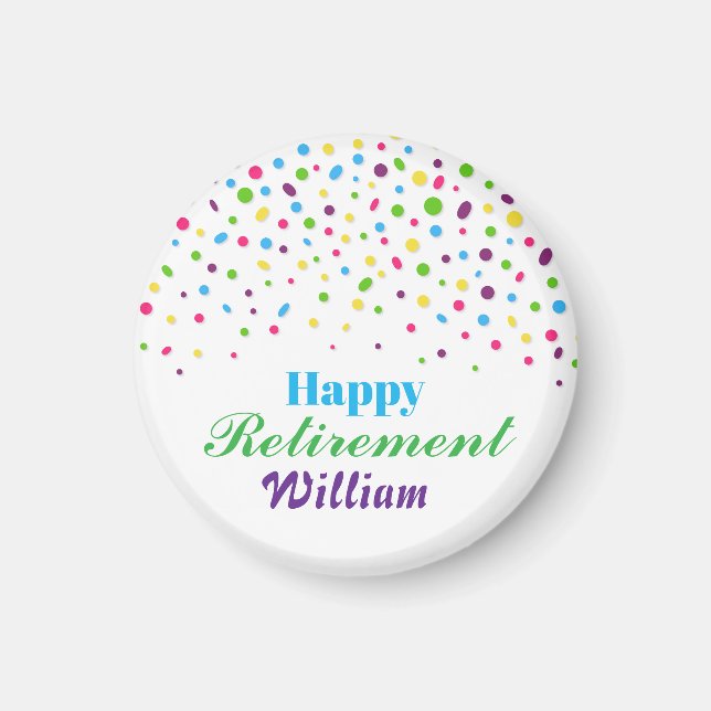 Custom Cute Colourful confetti Happy Retirement  Magnet (Front)