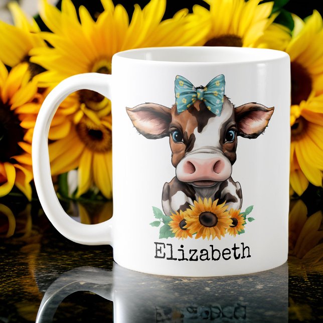 Custom Cute Cow Mug, Birthday gift for Girl Coffee Mug (gift for mom, gift for girl, birthday gift for her, gift for women, daughter birthday gift, cute cow)