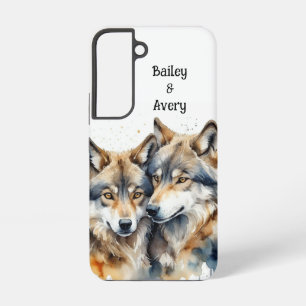 Custom Cute Cuddling Wolves Couple Love Animals Samsung Galaxy Case