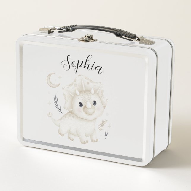Custom Cute Dinosaur Kids Metal Lunch Box  (Front)