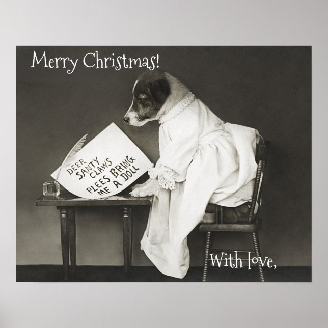 Custom Cute Dog Christmas Home Decor Poster (Front)