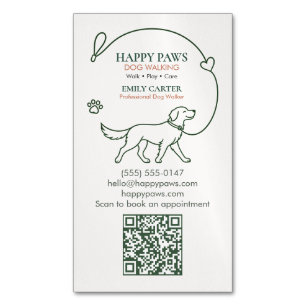 Custom Cute Dog Walking Sitting Service Magnetic Business Card