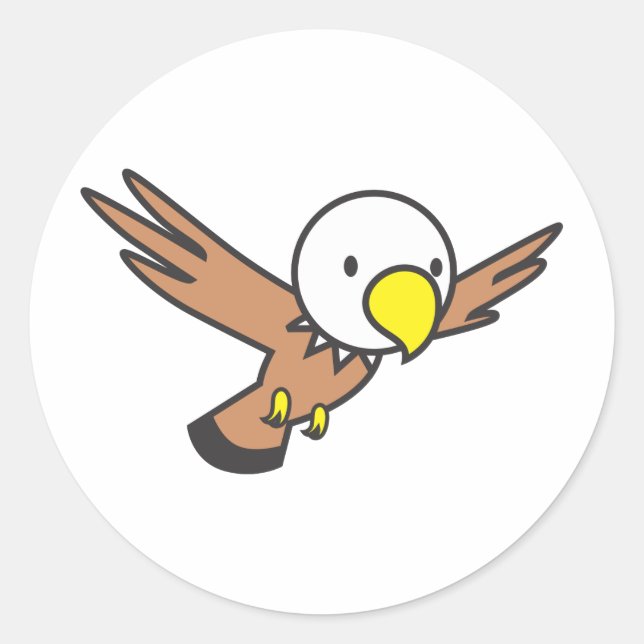 Custom Cute Eagle Cartoon Logo Classic Round Sticker (Front)