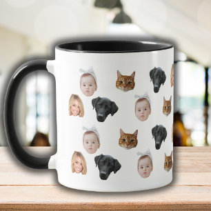 Custom Cute Family Face 4 Photos Mug