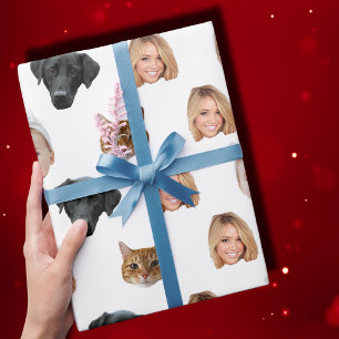Custom Cute Family Face 4 Photos Wrapping Paper
