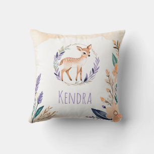 Custom Cute Fawn Nursery Pillow Boho Design - 