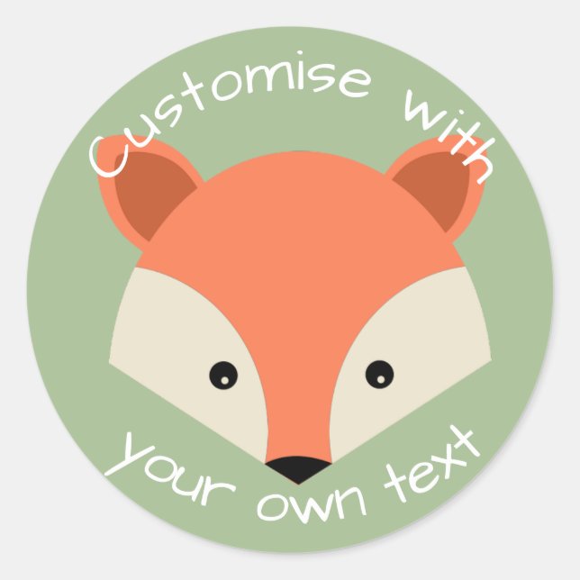 Custom Cute Fox Face Classic Round Sticker (Front)