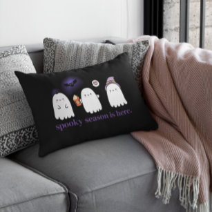 Custom Cute Friendly Ghosts Spooky Season Lumbar Cushion