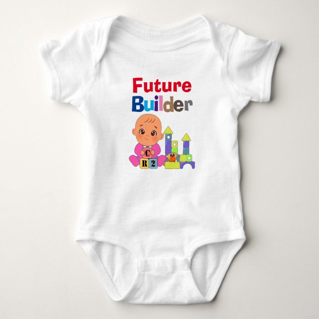 Custom Cute Funny Baby Future Builder Architect Bodysuit (Front)