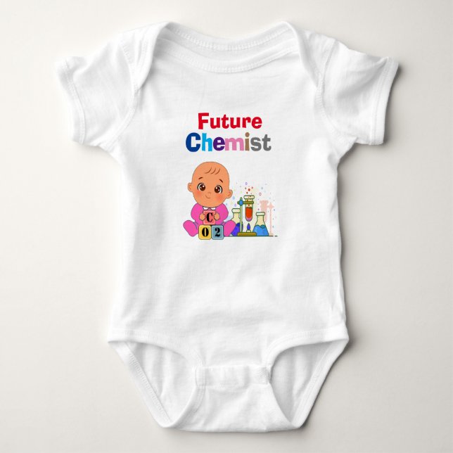 Custom Cute Funny Baby Future Chemist Genius Bodysuit (Front)