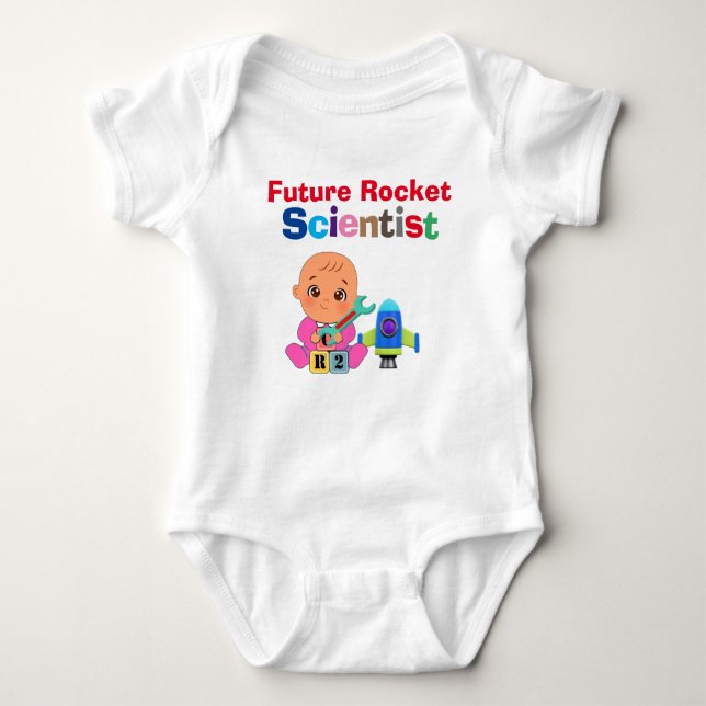 Custom Cute Funny Baby Future Rocket Scientist Bodysuit (Front)