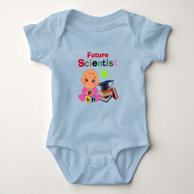 Custom Cute Funny Baby Future Scientist Profession Bodysuit (Front)