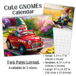 Custom Cute Garden Gnome Art Calendar
