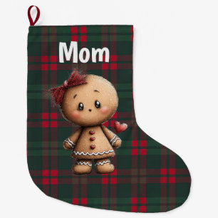 Custom cute gingerbread Christmas  Large Christmas Stocking