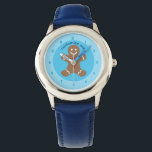 Custom Cute Gingerbread Man Watch<br><div class="desc">This adorable children's watch features a cute,  smiling gingerbread man that is decorated with icing squiggles on his arms and legs and red Christmas buttons on his belly. Personalise this kid's watch for a custom Christmas watch.</div>