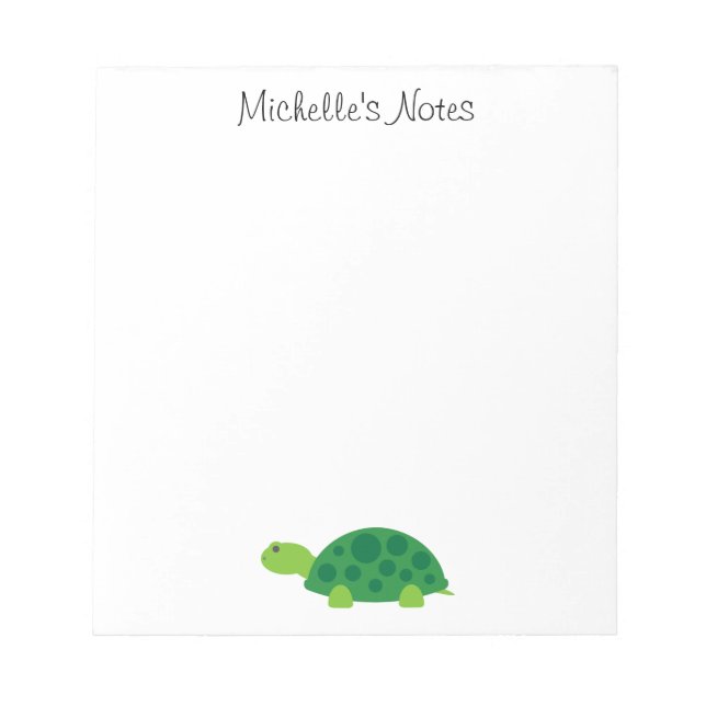 Custom cute green turtle animal design notepad (Front)