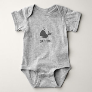 Custom cute grey whale baby romper for kids bodysuit