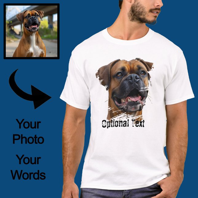 Custom Cute Grunge Effect Pet Photo Dog Dad Lover. T-Shirt (Creator Uploaded)