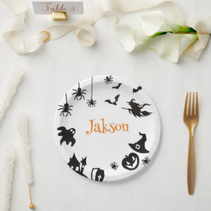 Custom Cute Halloween Name Paper Plates – Personal