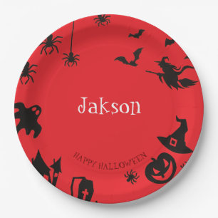 Custom Cute Halloween Name Paper Plates – Personal
