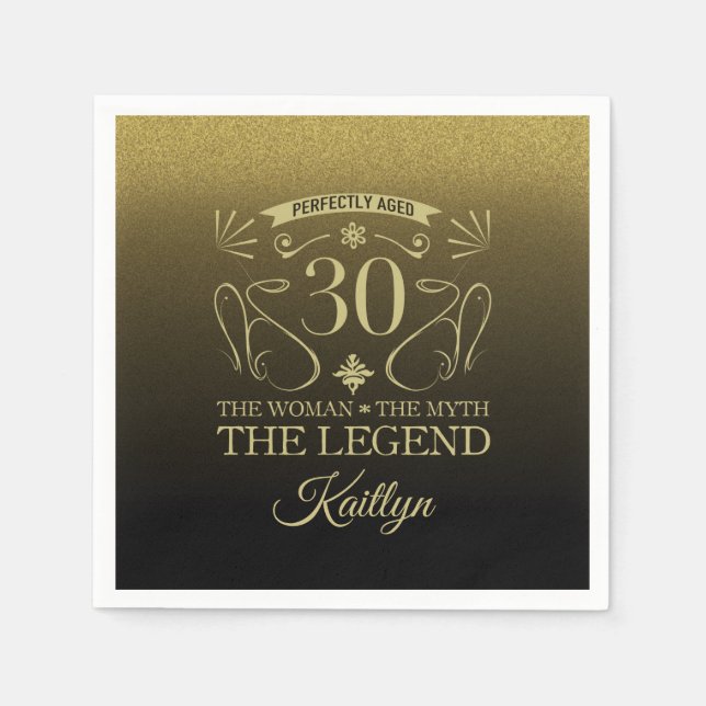 Custom Cute Happy 30th Birthday Napkin (Front)