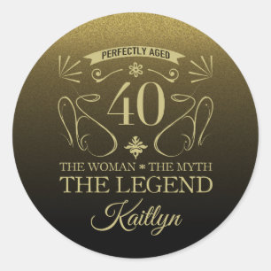 Custom Cute Happy 40th Birthday Classic Round Sticker