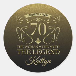 Custom Cute Happy 70th Birthday Classic Round Sticker