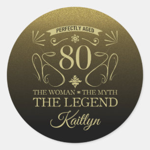 Custom Cute Happy 80th Birthday Classic Round Sticker