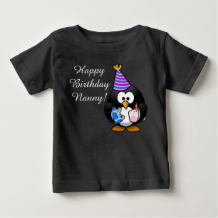 Custom cute Happy Birthday Nanny baby Penguin T-Shirt