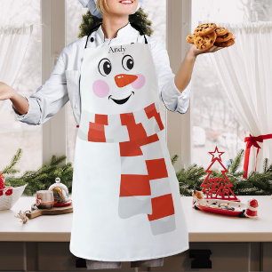 Custom  Cute  Happy Smiling Snowman face Apron