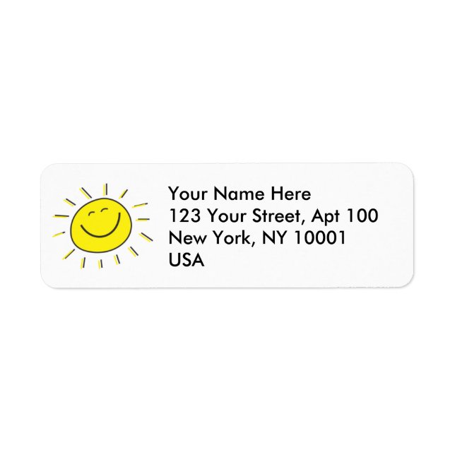 Custom Cute Happy Sun Address Label (Front)