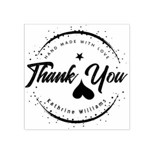 CUSTOM CUTE HEART ELEGANT THANK YOU RUBBER STAMP
