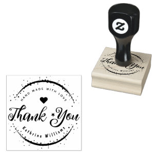 CUSTOM   CUTE HEART ELEGANT THANK YOU RUBBER STAMP