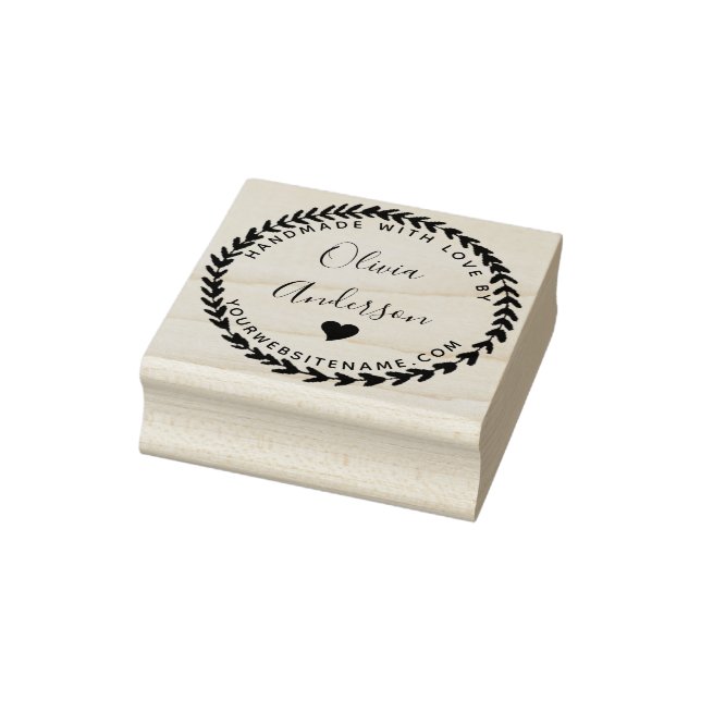 Custom Cute Heart  Round Handmade With Love By Rubber Stamp (Stamp)