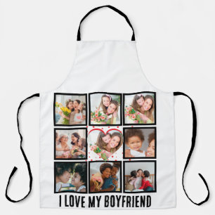 Custom Cute I love my boyfriend 9 Photo collage Apron