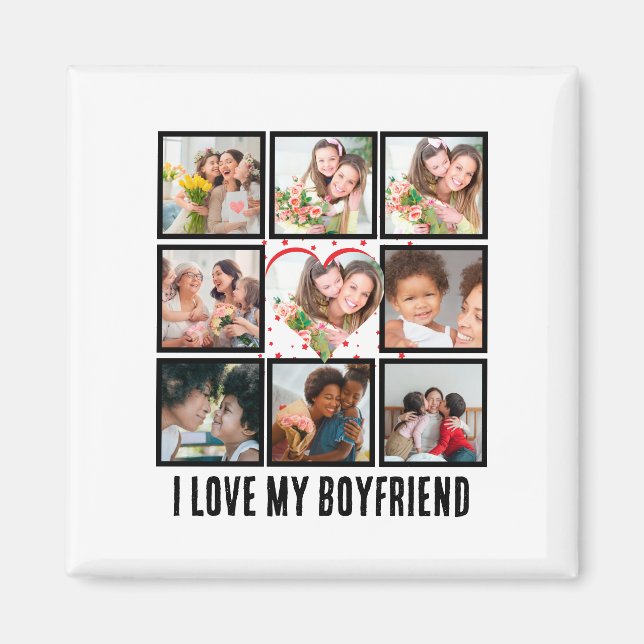 Custom Cute I love my boyfriend 9 Photo collage Magnet (Front)