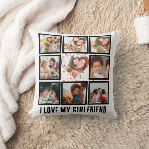 Custom Cute I love my girlfriend 9 Photo collage Cushion