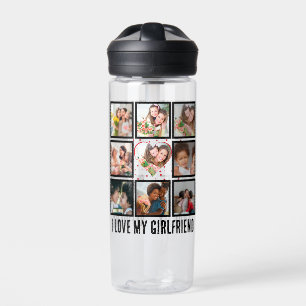 Custom Cute I love my girlfriend 9 Photo collage Water Bottle