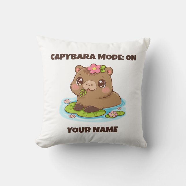 Custom Cute Kawaii Capybara Mode Cushion (Front)