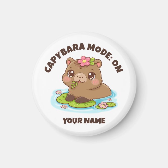 Custom Cute Kawaii Capybara Mode Magnet (Front)