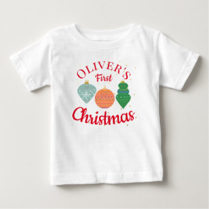 Custom Cute Kawaii Ornament Baby First Christmas  T-Shirt