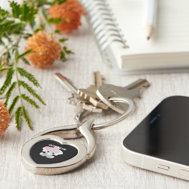  Custom Cute Keys text name Baby elephant photo  Key Ring (Side)