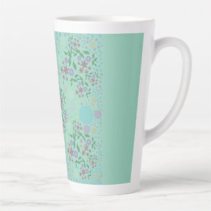 Custom Cute Kidcore Confetti Floral & Vine Pattern Latte Mug