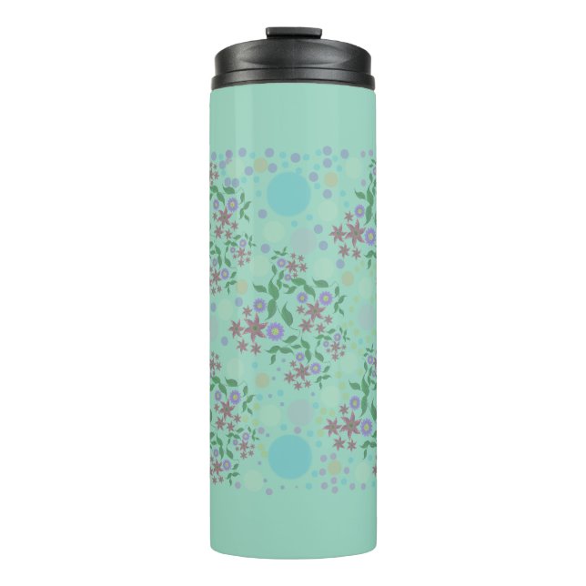 Custom Cute Kidcore Confetti Floral & Vine Pattern Thermal Tumbler (Front)