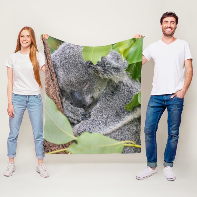 Custom Cute Koala Image Charming Home Decor Throw Fleece Blanket (In Situ)