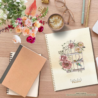 Custom Cute kraft paper backdrop Romantic floral Planner