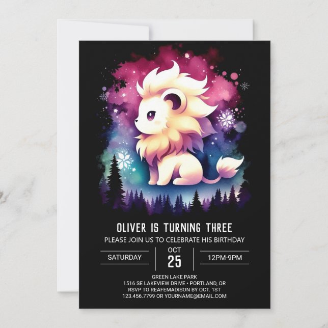 Custom Cute Lion Birthday Invitation (Front)