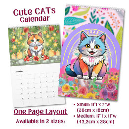 Custom Cute Lovely Kawaii Cartoon Cats Calendar